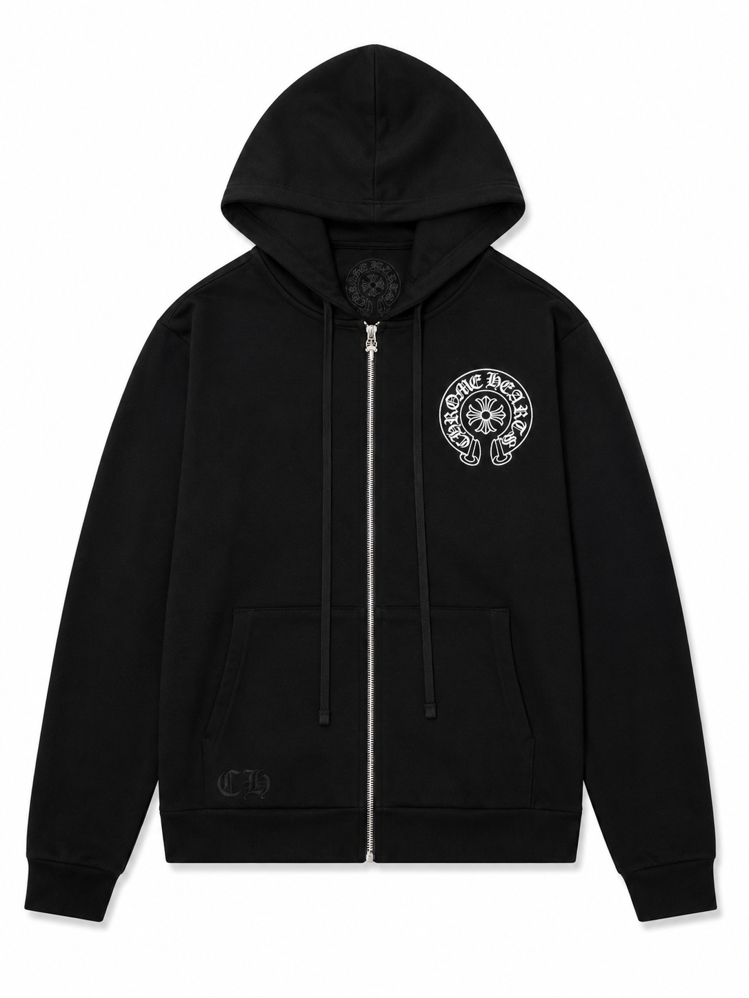 Chrome Hearts Manchester Exclusive Horseshoe Logo Zip-Up Hoodie | Black