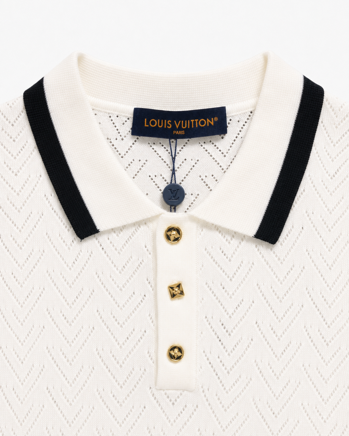 Louis Vuitton Openwork Signature Polo | White