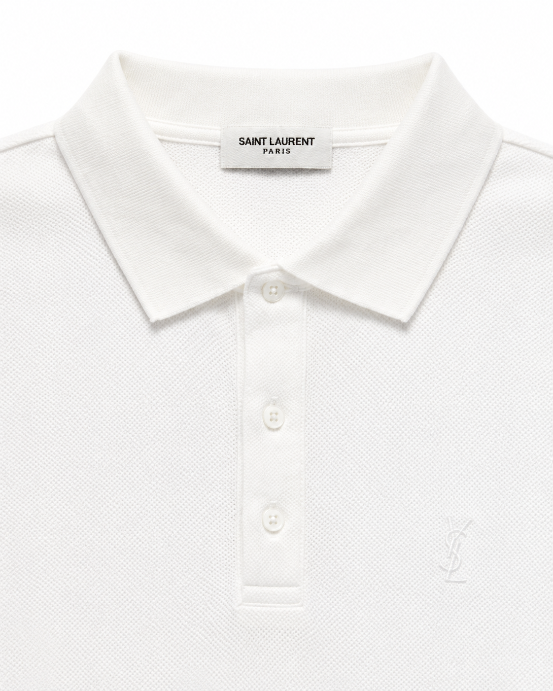 Yves Saint Laurent Cassandre Polo Shirt in Piqué | White