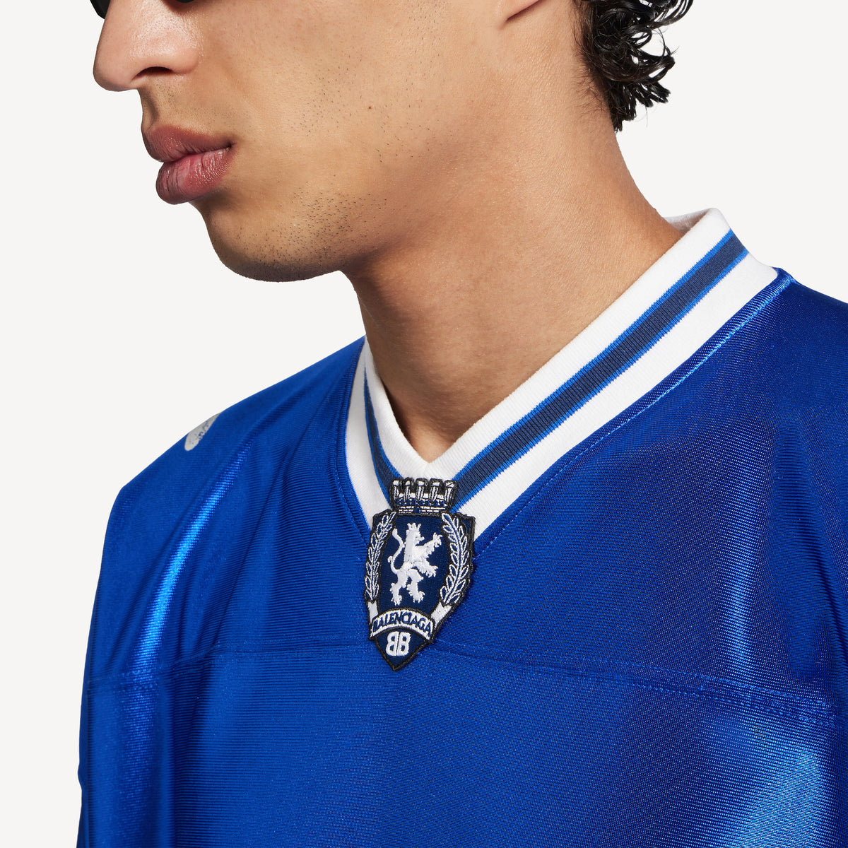 Balenciaga 3b Football Jersey | Metallic blue