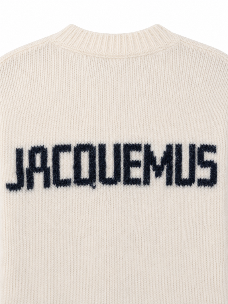 Jacquemus La Maille Pavane Jacquard Logo Sweater | Light Beige