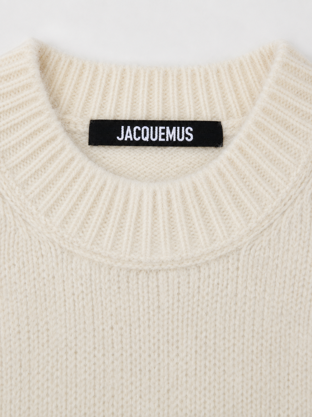 Jacquemus La Maille Pavane Jacquard Logo Sweater | Light Beige