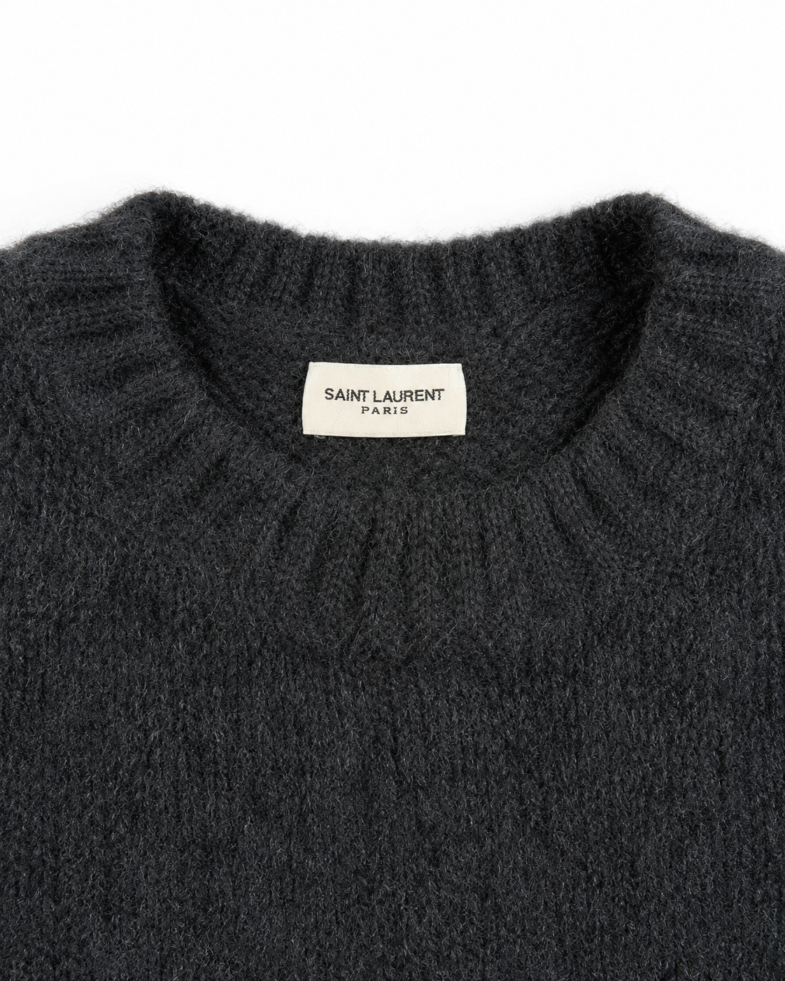 Saint Laurent Script Logo Mohair Sweater | Black / White