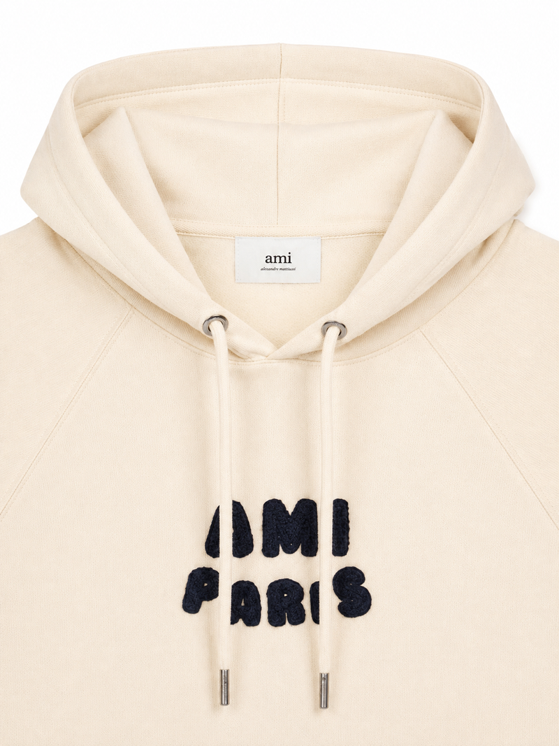 AMI Paris Patch Hoodie | White Cream
