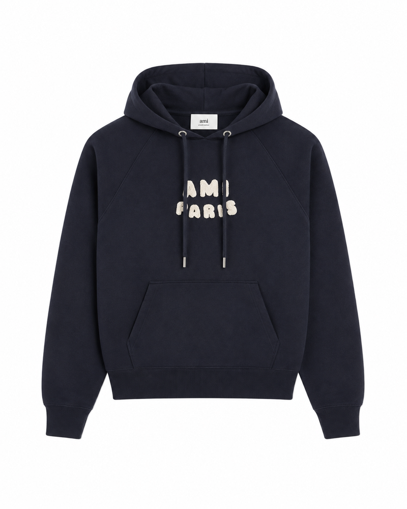 AMI Paris Patch Hoodie | Navy