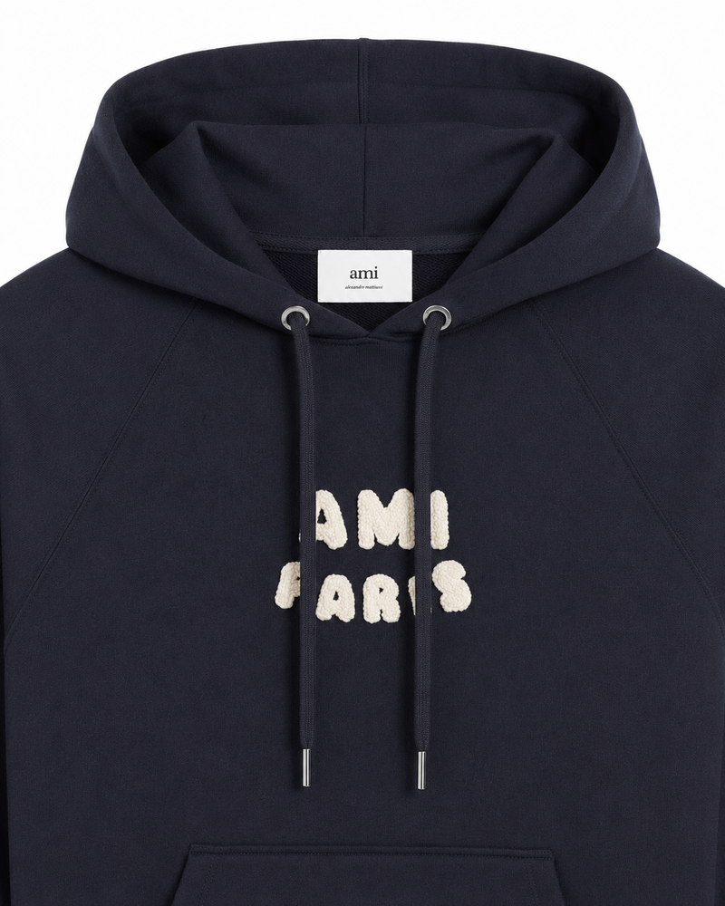 AMI Paris Patch Hoodie | Navy