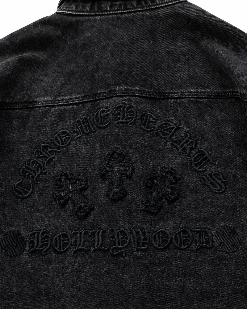 Chrome Hearts Hollywood Cross Denim Shirt | Black