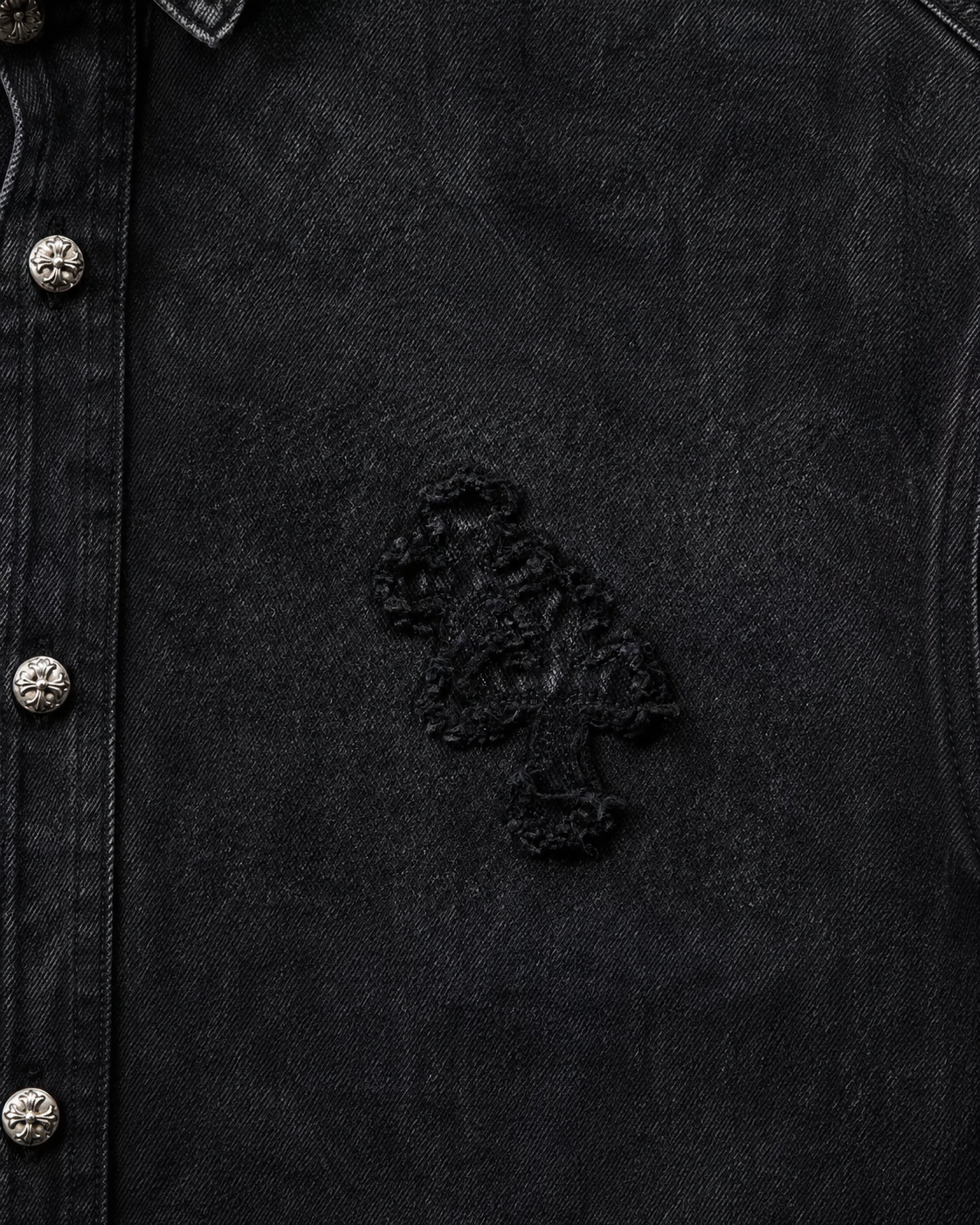 Chrome Hearts Hollywood Cross Denim Shirt | Black