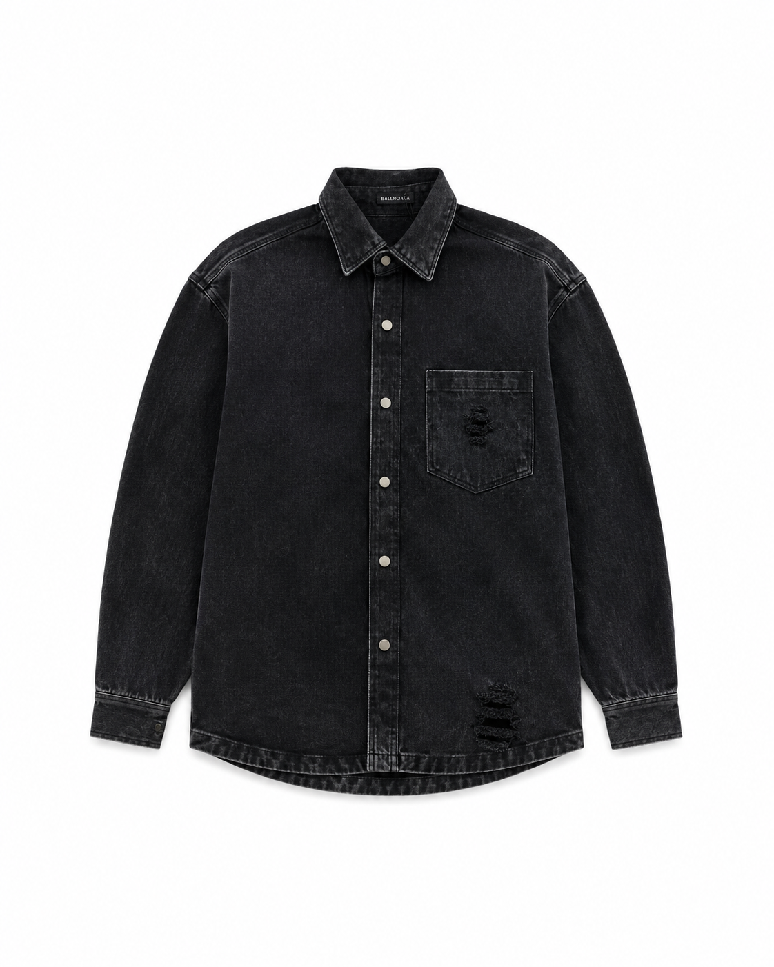 Balenciaga Logo Denim Overshirt | Washed Black