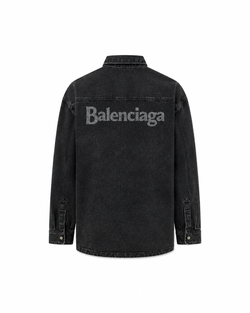 Balenciaga Logo Denim Overshirt | Washed Black