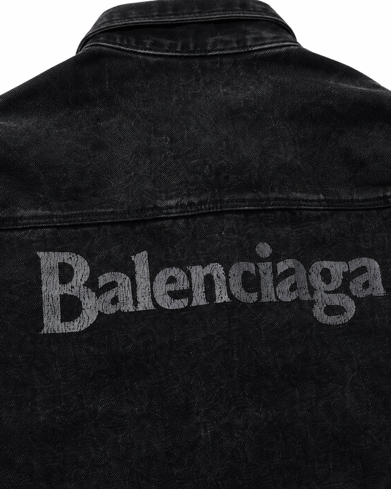 Balenciaga Logo Denim Overshirt | Washed Black