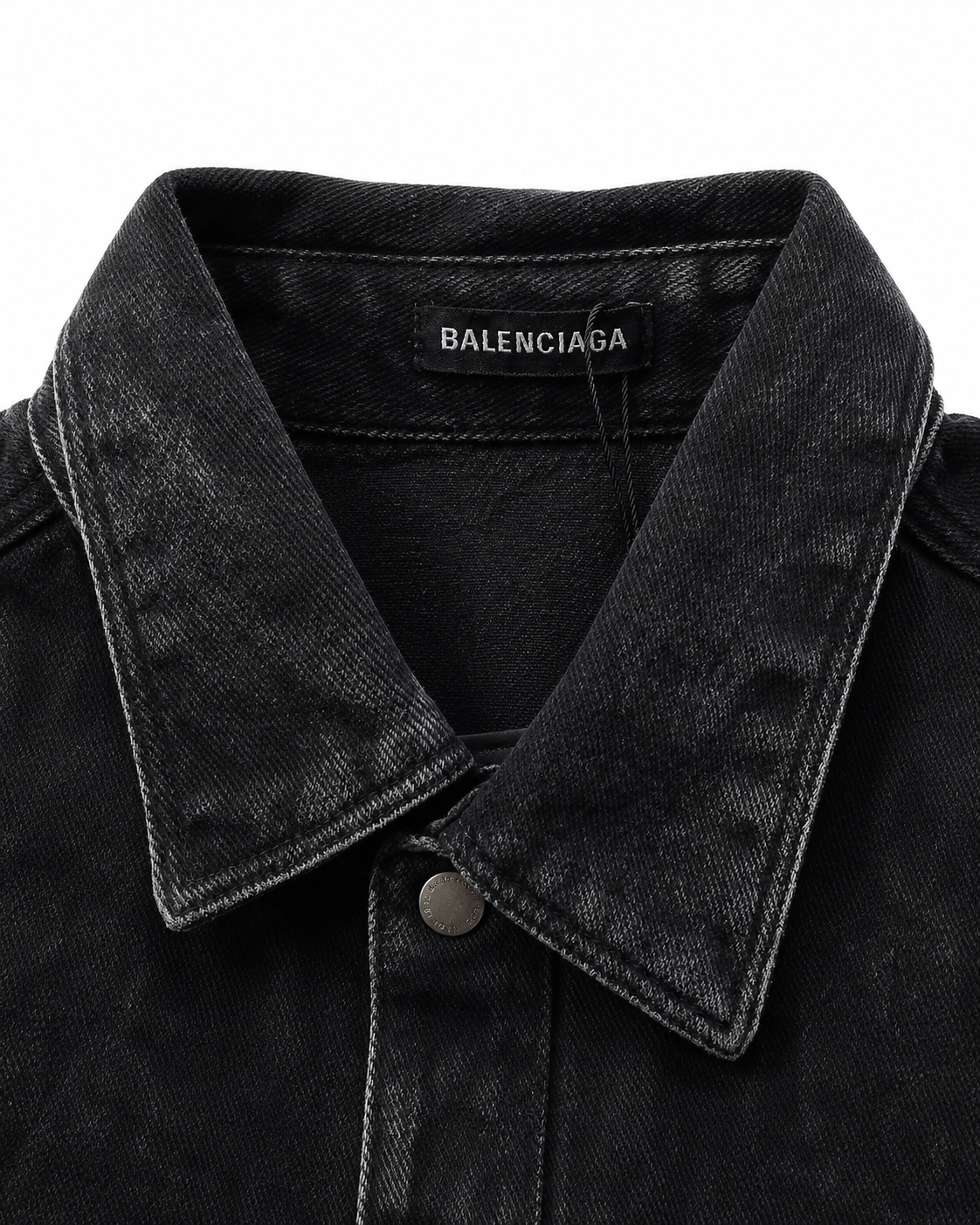 Balenciaga Logo Denim Overshirt | Washed Black