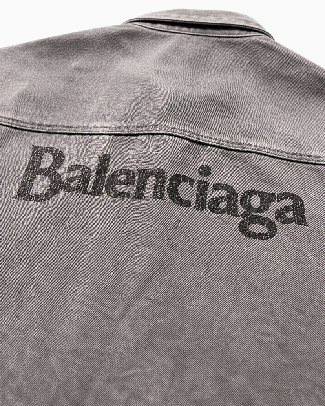 Balenciaga Logo Denim Overshirt | Washed Grey