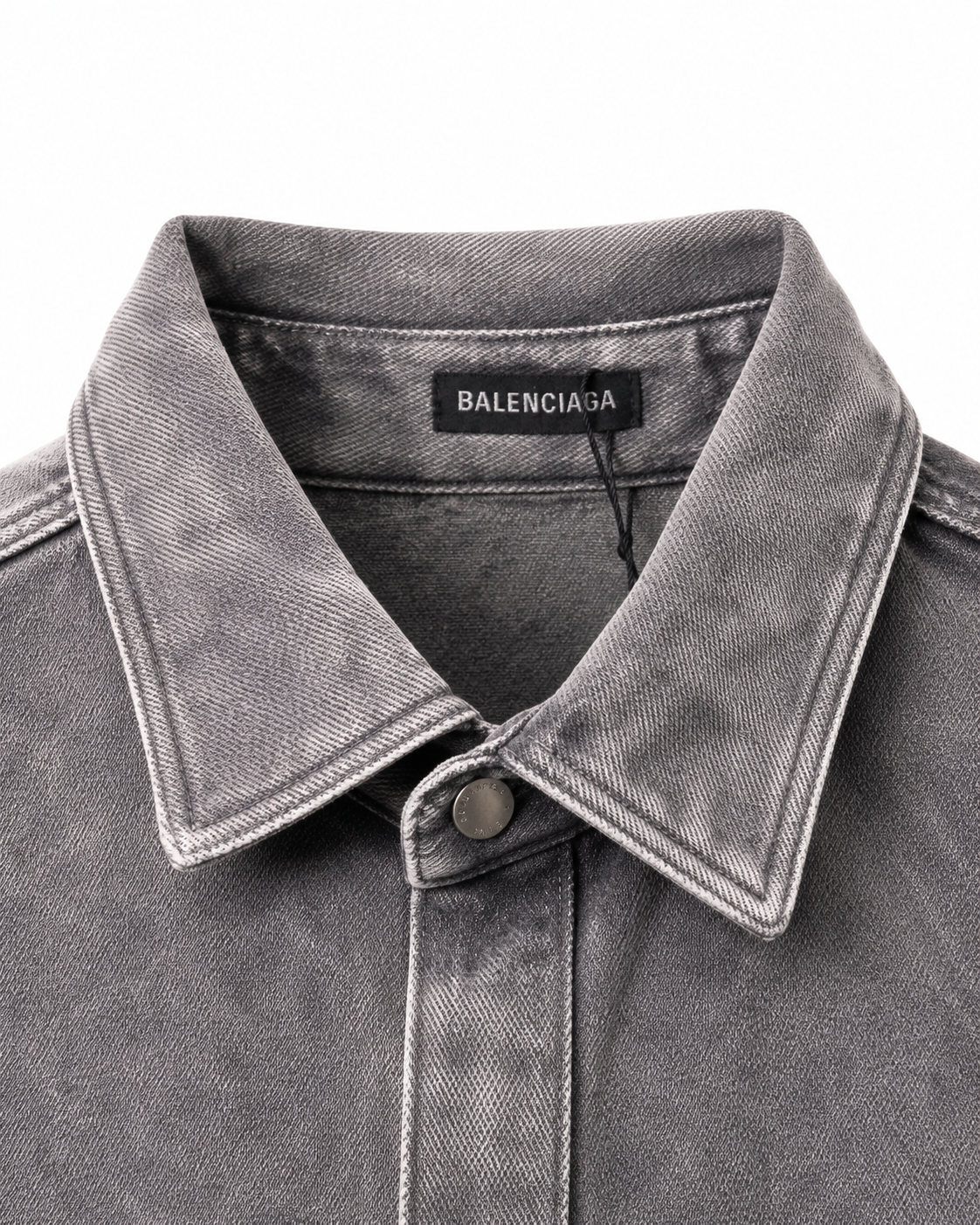 Balenciaga Logo Denim Overshirt | Washed Grey