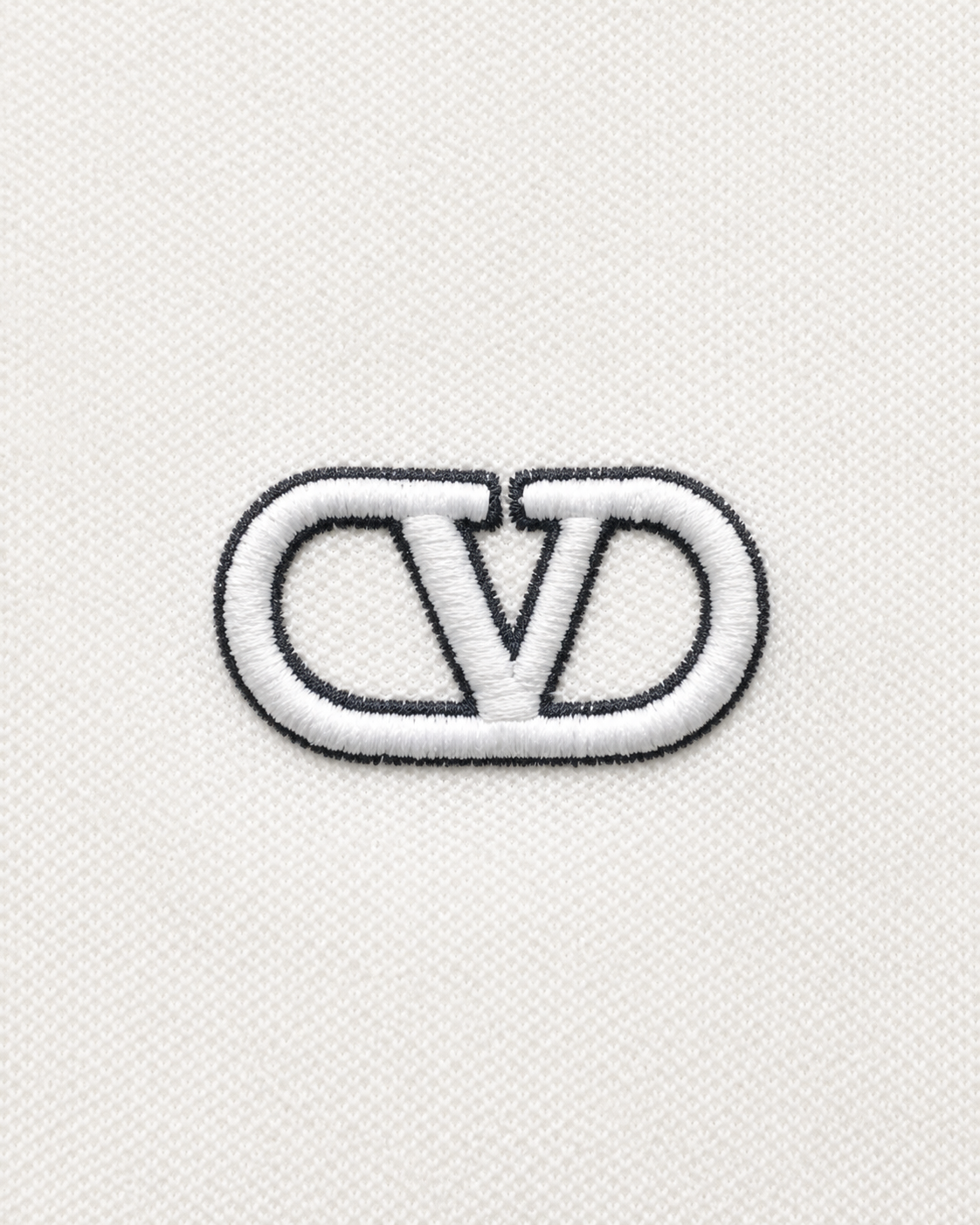 Valentino Cotton Piqué Polo Shirt With VLogo Signature Patch | White