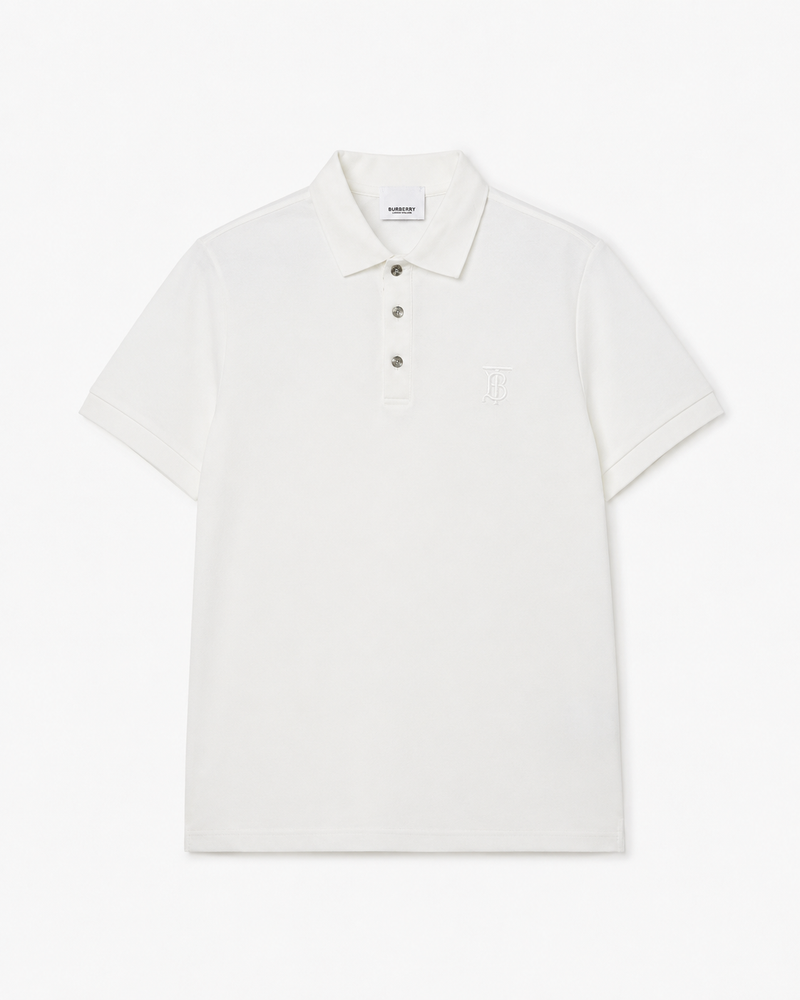 Burberry | TB Monogram Cotton Piqué Polo Shirt – White