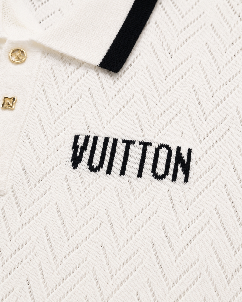 Louis Vuitton Openwork Signature Polo | White