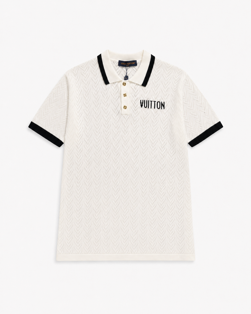 Louis Vuitton Openwork Signature Polo | White