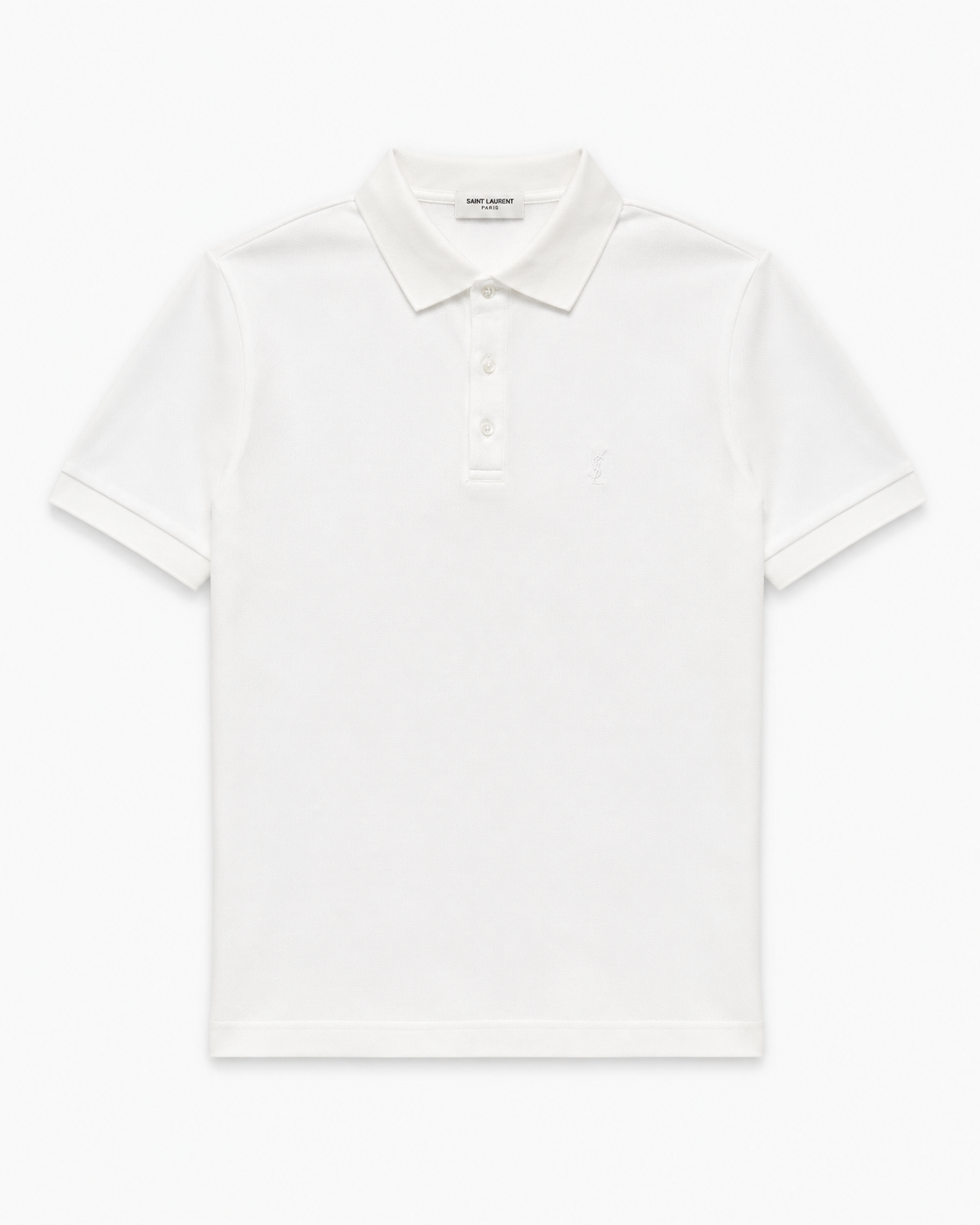 Yves Saint Laurent Cassandre Polo Shirt in Piqué | White