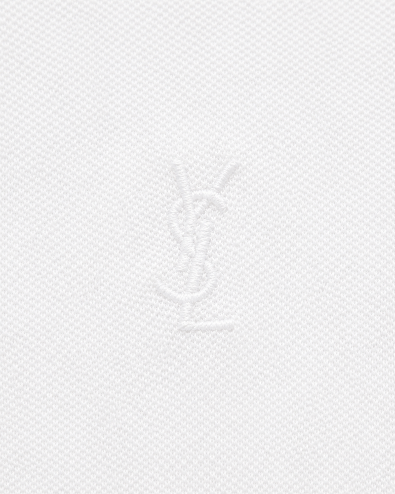 Yves Saint Laurent Cassandre Polo Shirt in Piqué | White