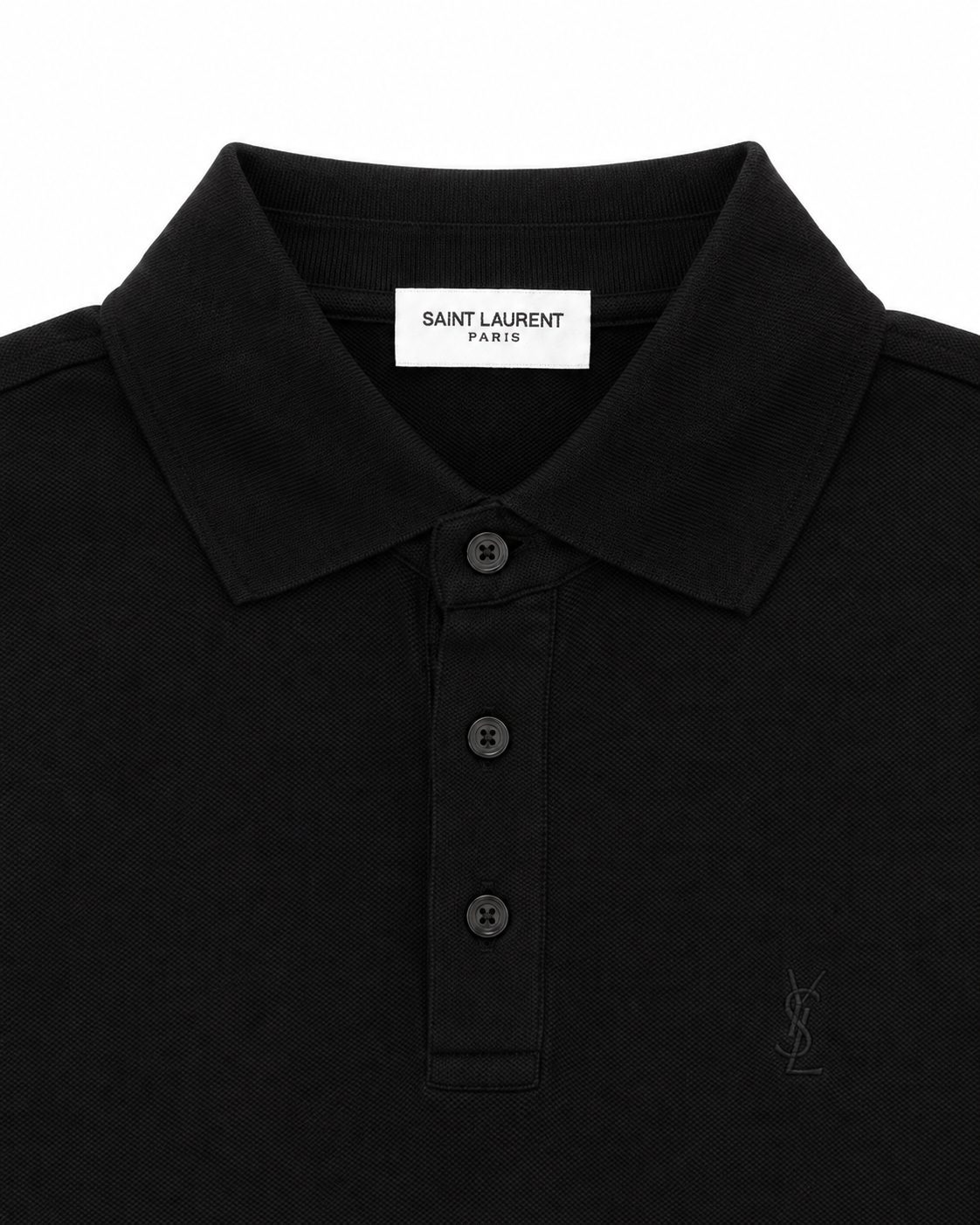 Yves Saint Laurent Cassandre Polo Shirt in Piqué | Black