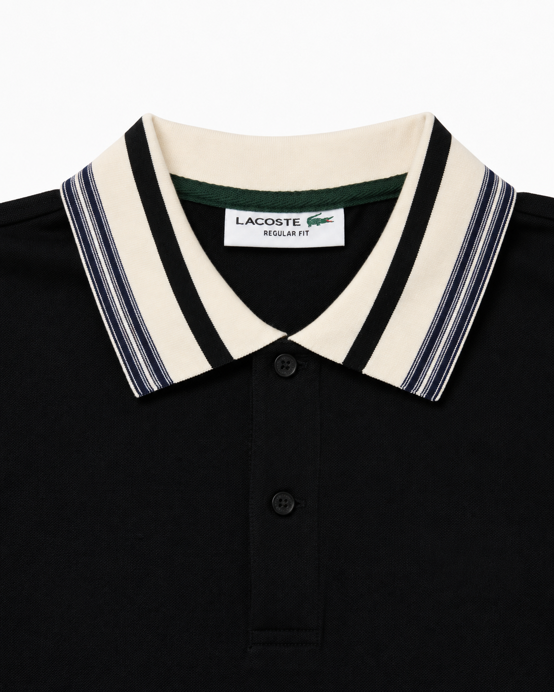 Lacoste Made In France Classic Fit Stripe Collar Polo – Black
