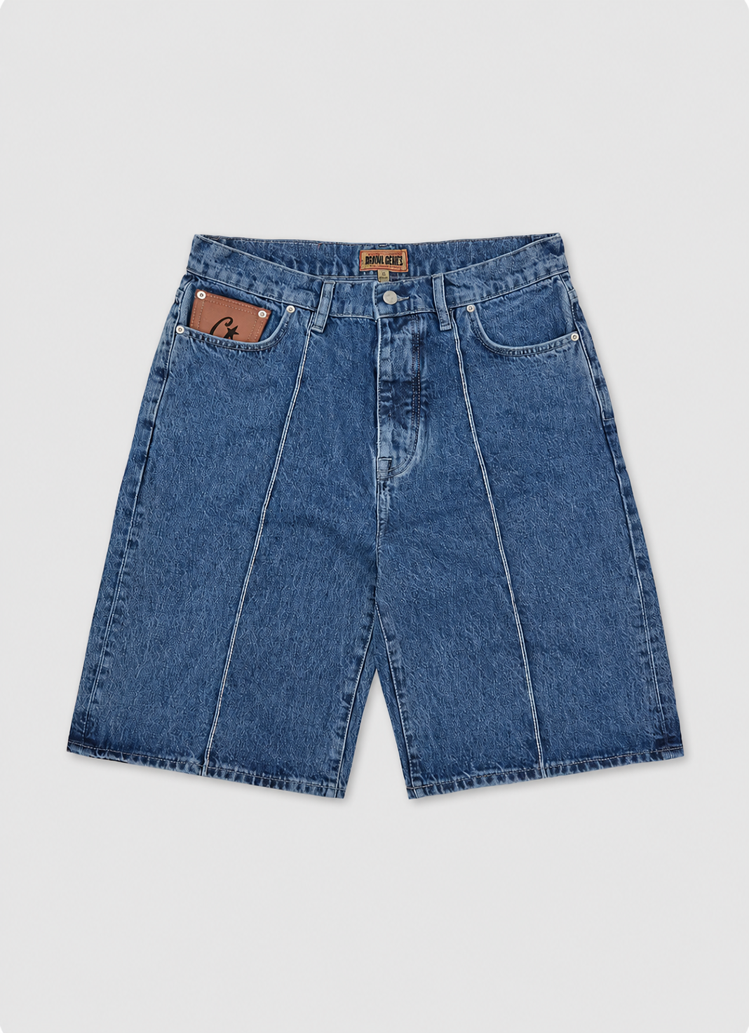 Corteiz star stitch denim shorts