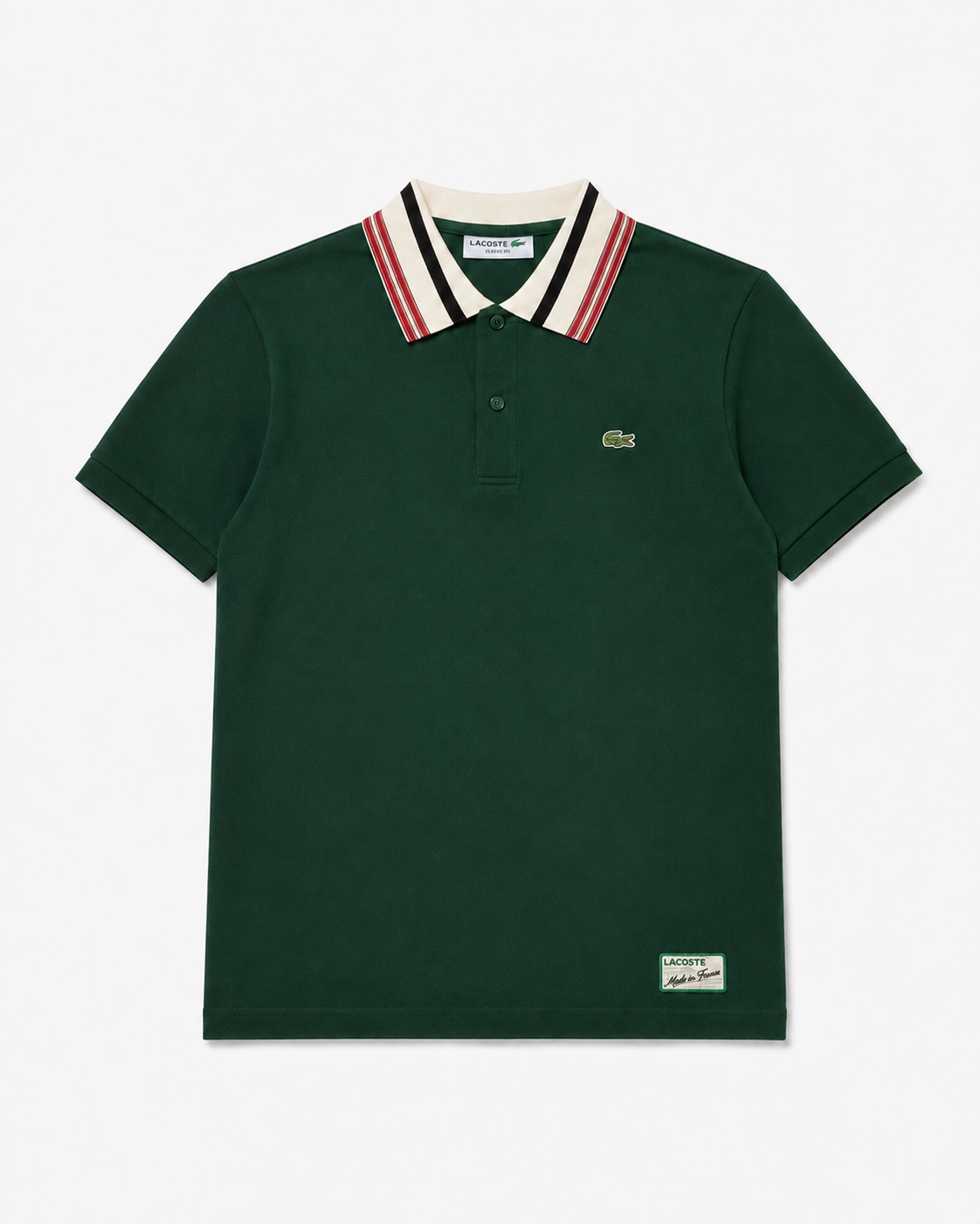 Lacoste Made In France Classic Fit Stripe Collar Polo | Pine Green