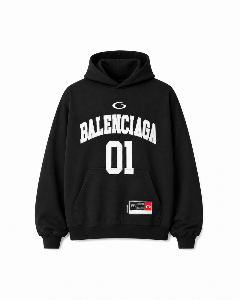 Balenciaga Basketball Series Large Fit Hoodie | Black
