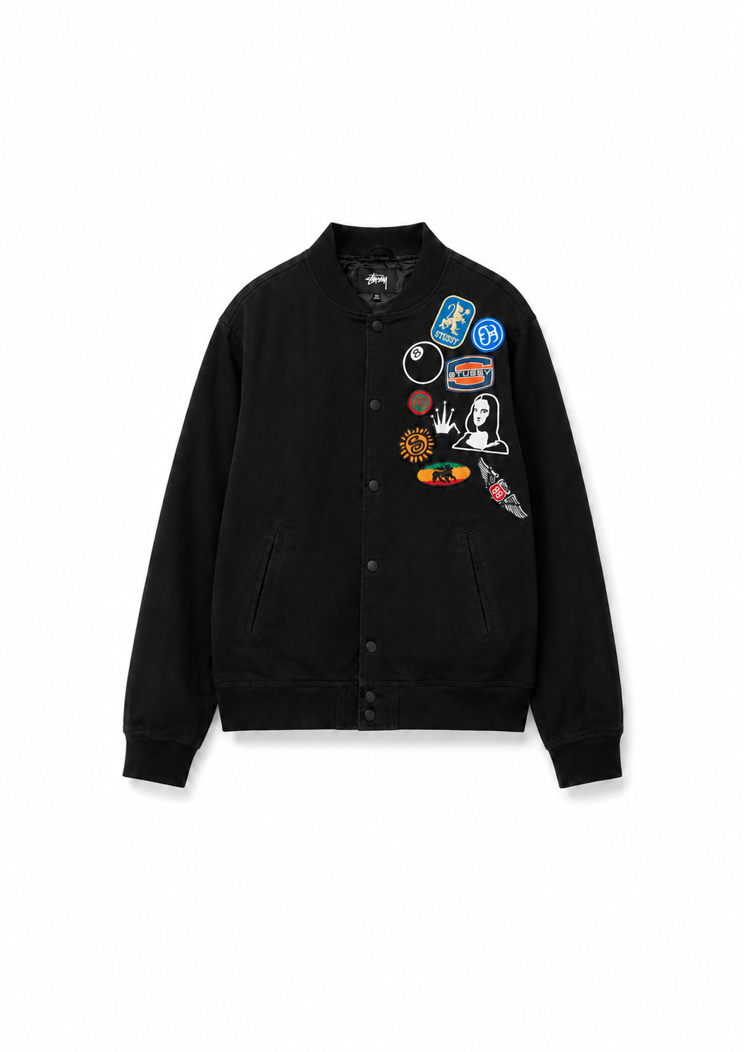 Stüssy Global Roots Souvenir Stadium Bomber Jacket | Black