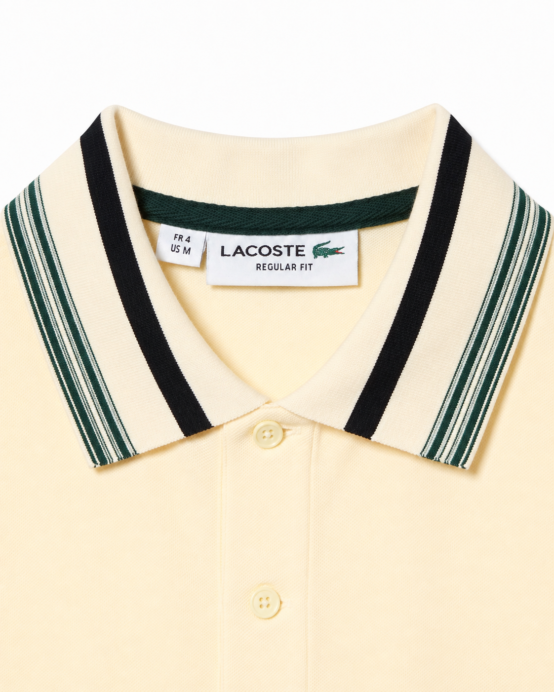 Lacoste Made In France Classic Fit Stripe Collar Polo – Off-White