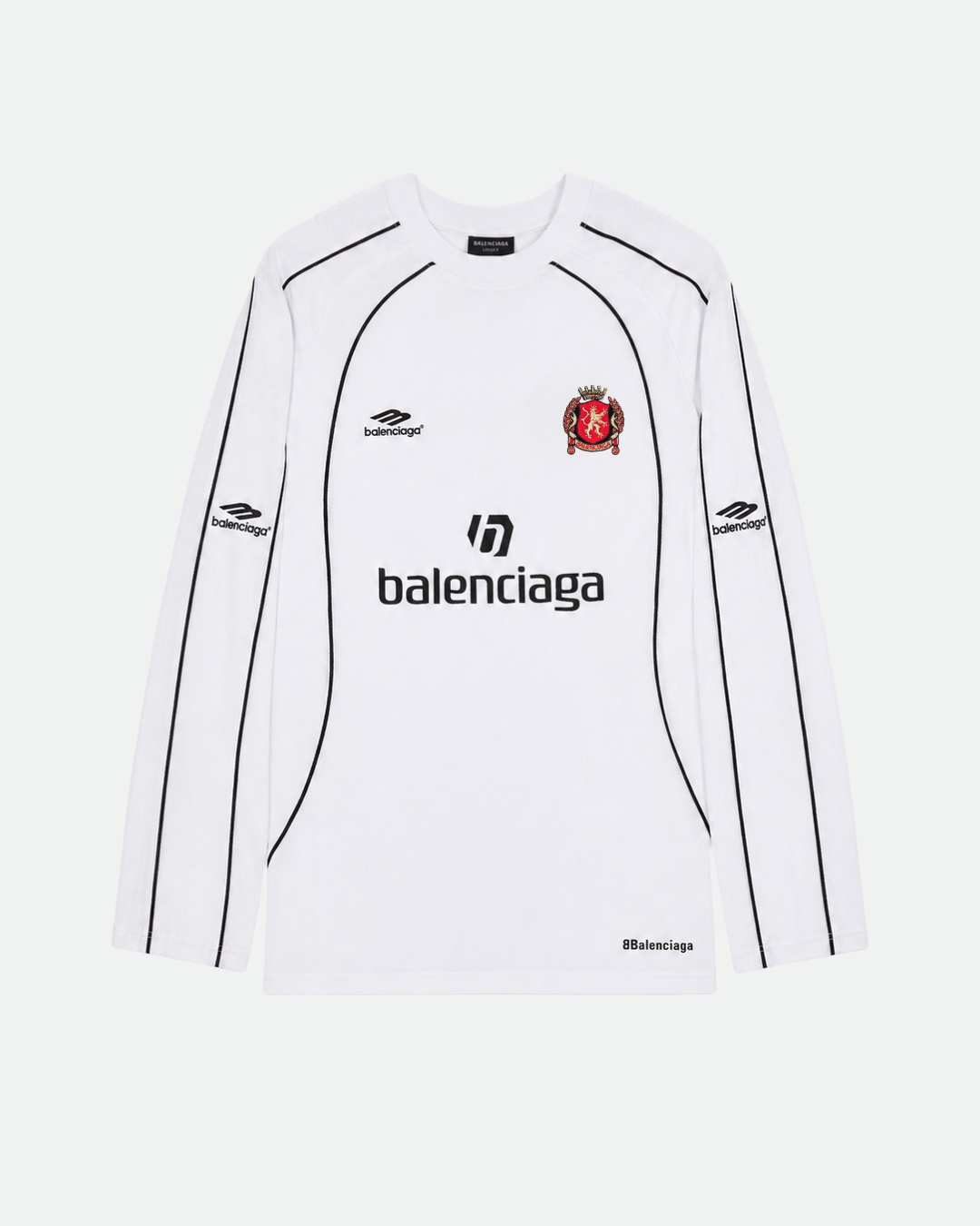 Balenciaga Black Long-Sleeve Soccer Jersey | White