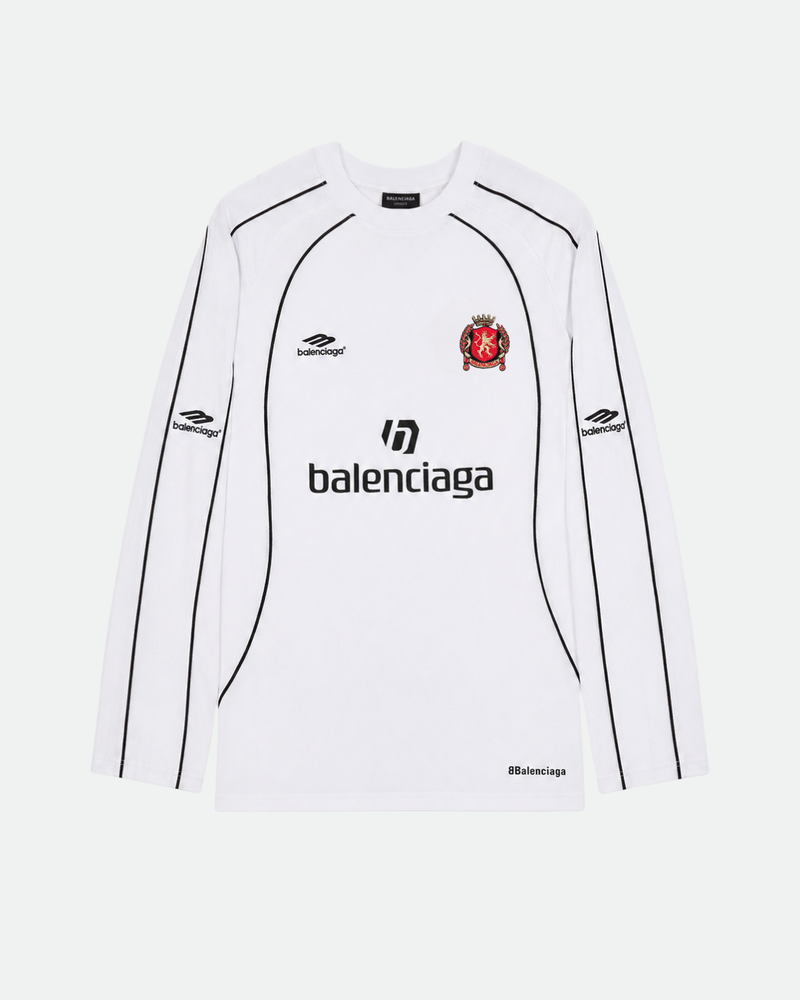 Balenciaga Black Long-Sleeve Soccer Jersey | White